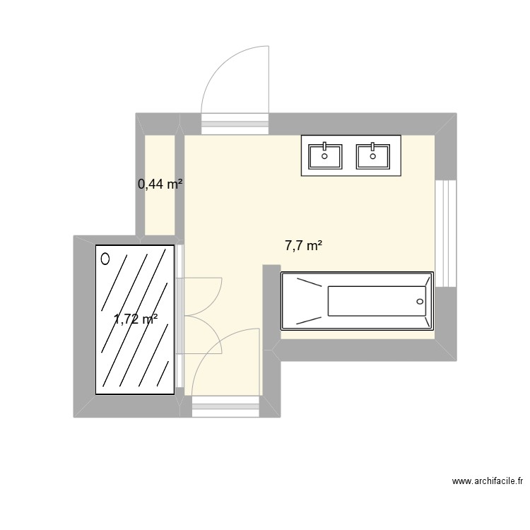 Salle de bain. Plan de 3 pièces et 10 m2