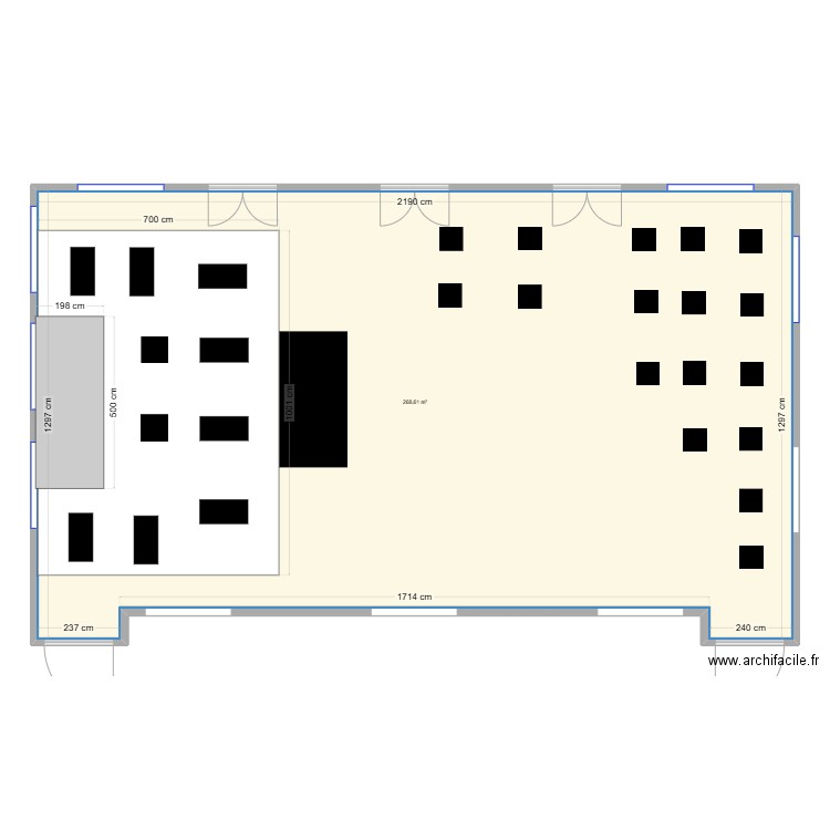 Projet Sélys. Plan de 1 pièce et 269 m2
