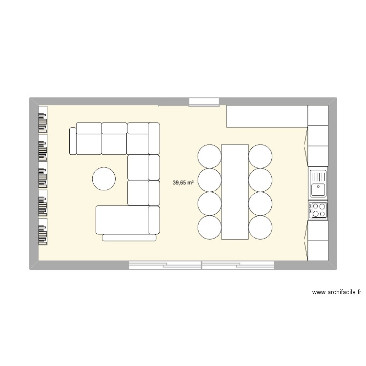 Maison Sénégal. Plan de 1 pièce et 40 m2