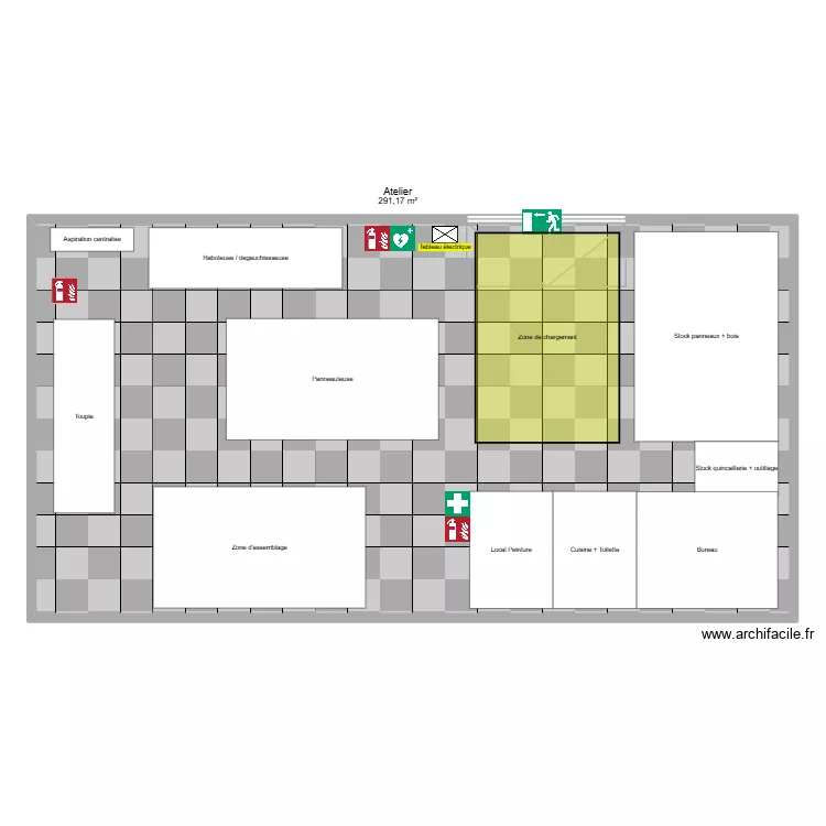 Atelier. Plan de 1 et 291 m² Atelier. Plan de 1 et 291 m²