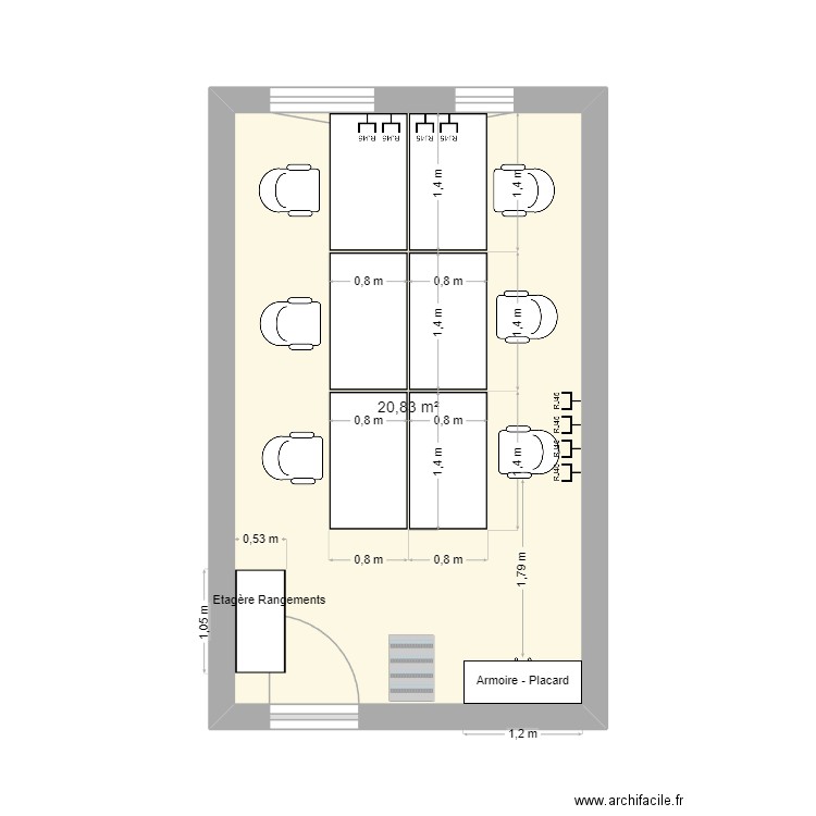 BUREAU XDS. Plan de 1 pièce et 21 m2