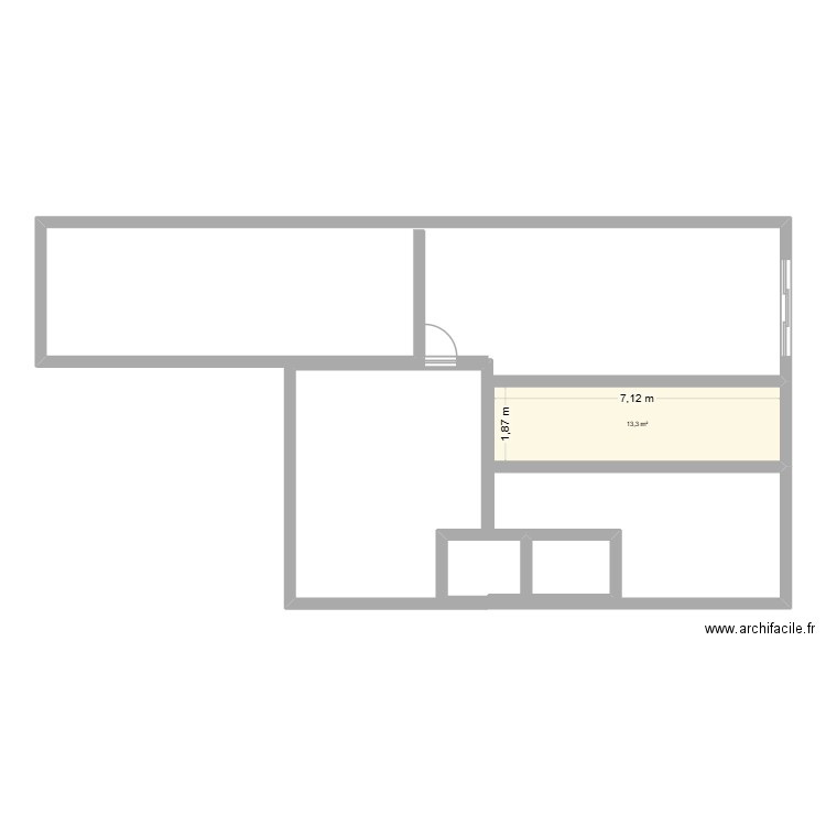 APPART. Plan de 1 pièce et 13 m2