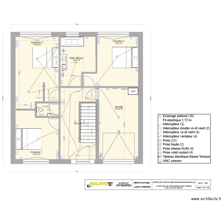 REZ DE CHAUSSEE LOT C CRUSNES ELEC. Plan de 7 pièces et 83 m2