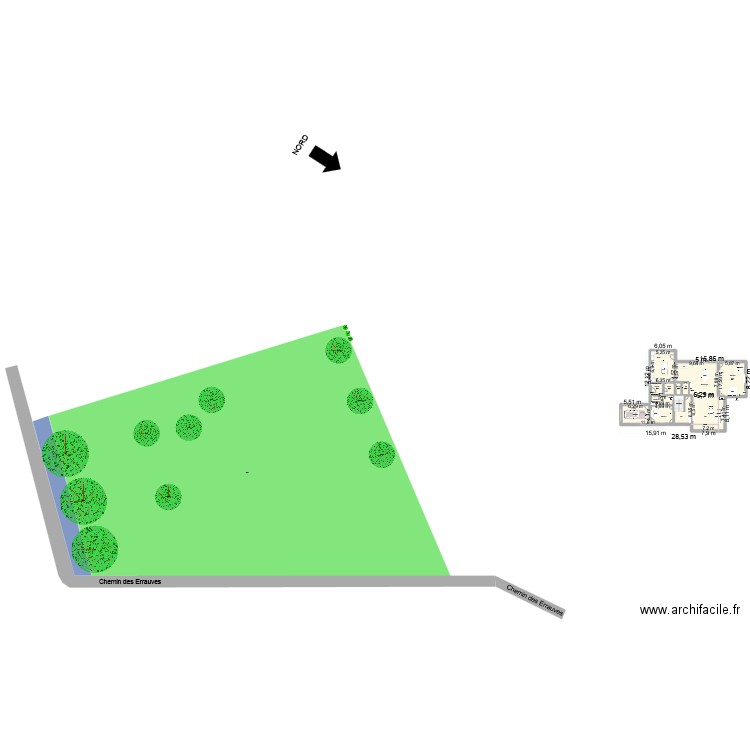 jardin. Plan de 16 pièces et 498 m2