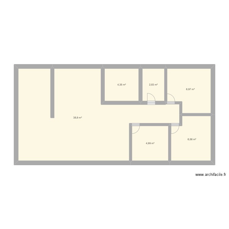 Chateaudun. Plan de 6 pièces et 65 m2