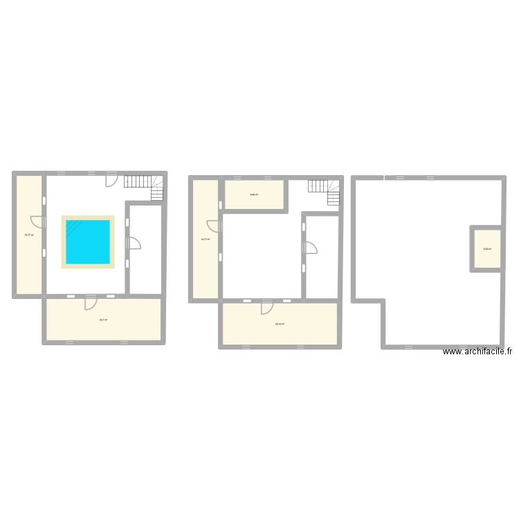 Riad Bab Omar. Plan de 6 pièces et 89 m2