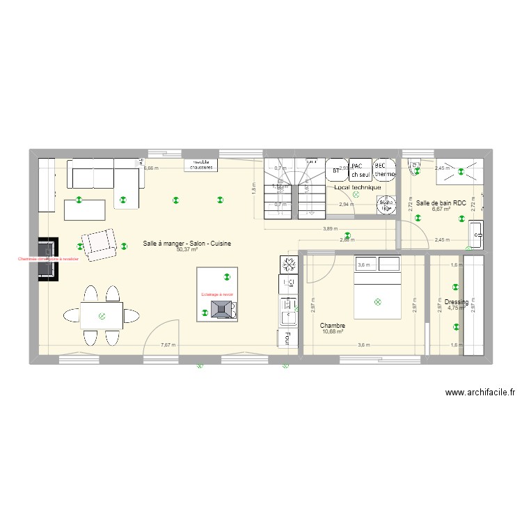 201123 - La Ville Es Mercier. Plan de 5 pièces et 74 m2