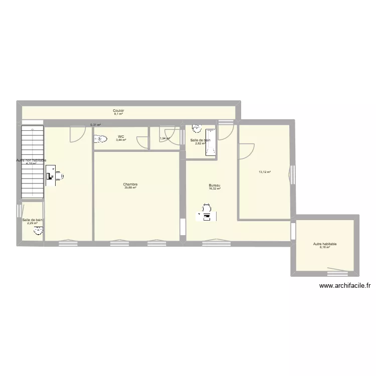 MaisonEtage. Plan de 11  et 96 m²