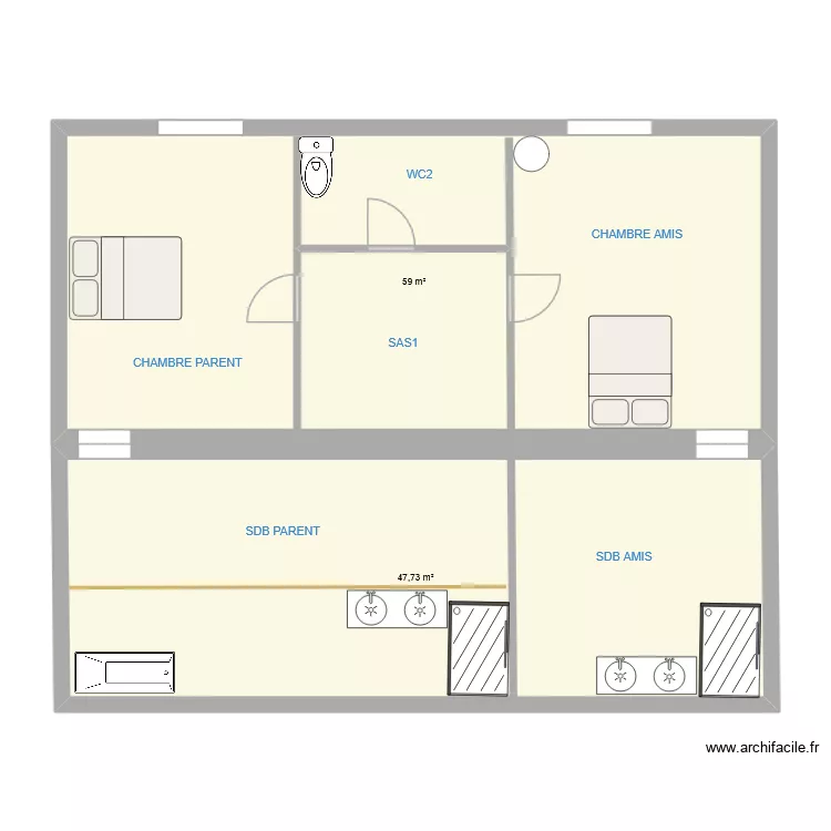 ETAGE1. Plan de 2 Pièces et 107 m² ETAGE1. Plan de 2 Pièces et 107 m²