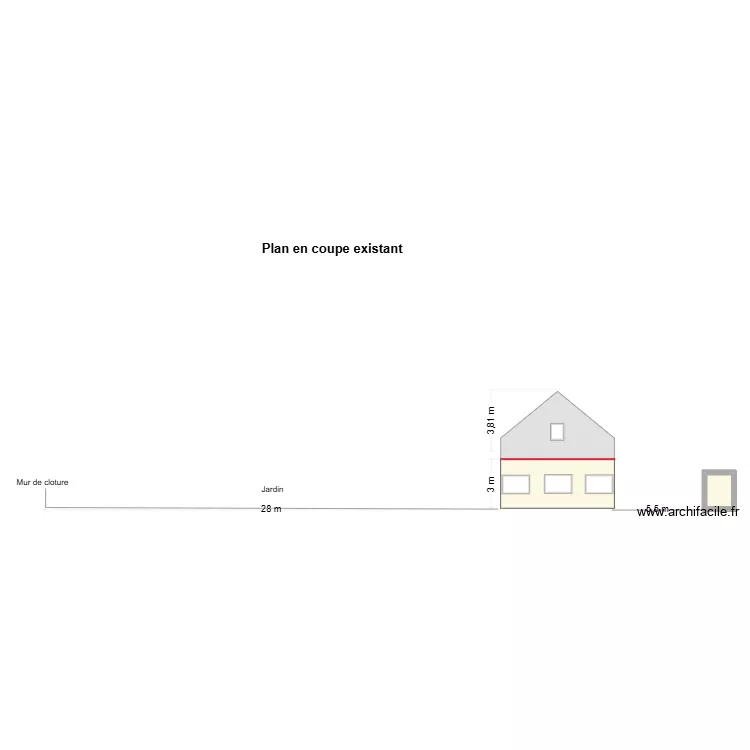 Plan en coupe implantation existant V1 2026. Plan de Plan en coupe implantation existant V1 2026. Plan de