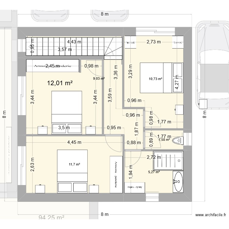 Prejet Resty extension 13 SDB EST. Plan de 19 pièces et 280 m2
