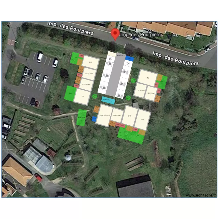 Challans - Impasse des Pourpiers - Aplat Beige. Plan de 