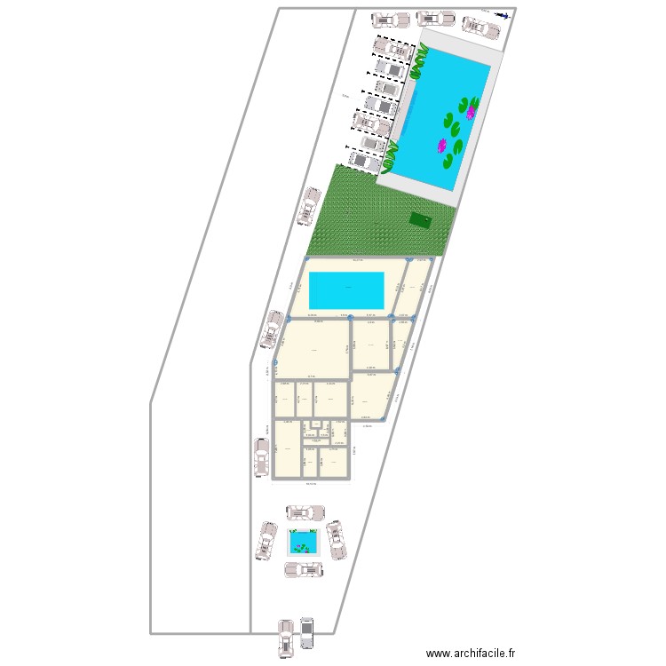 maison. Plan de 16 pièces et 384 m2
