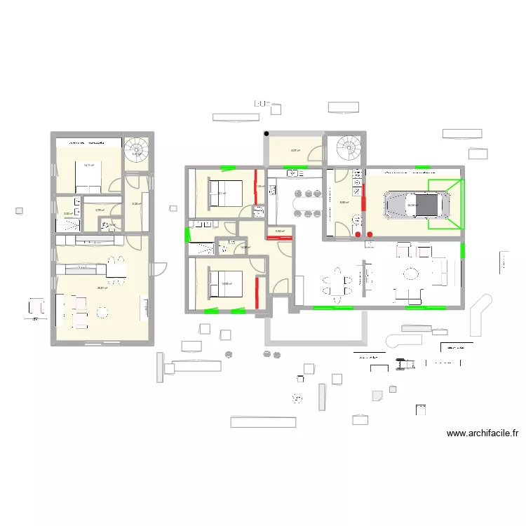 plan decembre. Plan de 15  et 151 m²