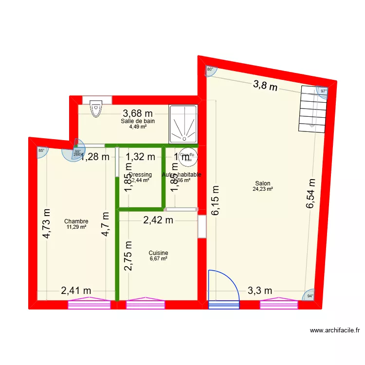 Croix de bois3. Plan de 6 et 51 m² Croix de bois3. Plan de 6 et 51 m²