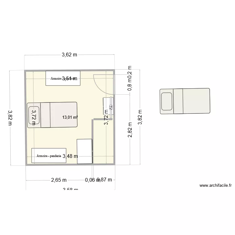 chambre4. Plan de 1 Pièce et 13 m² chambre4. Plan de 1 Pièce et 13 m²