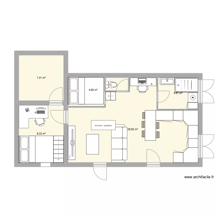 plan tao 10. Plan de 5 Pièces et 56 m²