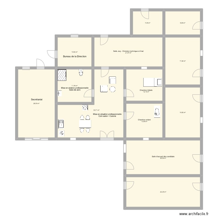 Plan RQ. Plan de 13 pièces et 231 m2