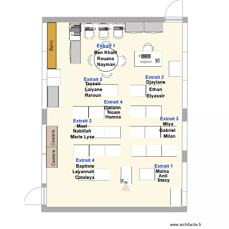 Classe P2 8 groupes de 3 HOMO Avec Titre. Plan de 1  et 65 m²