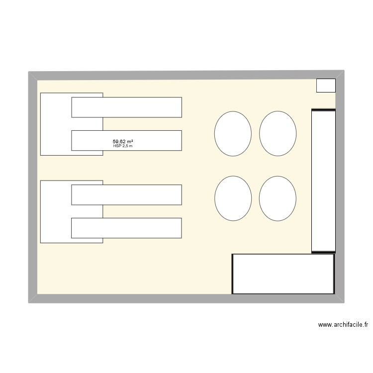 pauline. Plan de 1 pièce et 60 m2