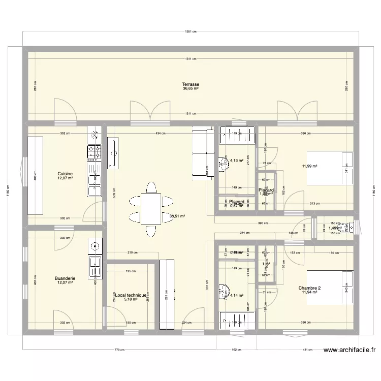 Maison MADA asym&eacute;trique. Plan de 