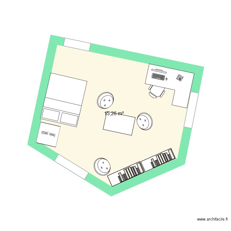 CHAMBRE LOUISE. Plan de 1 pièce et 15 m2