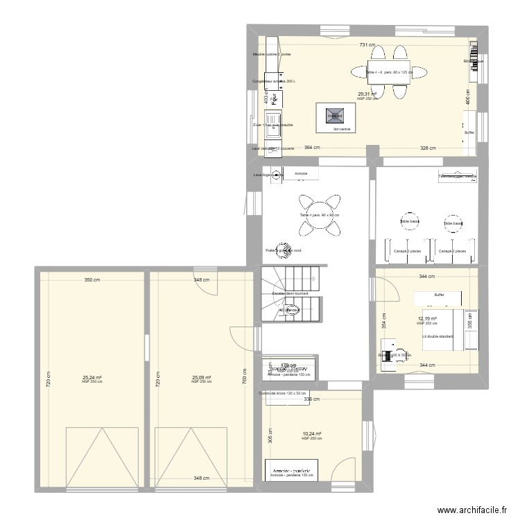 projet extension 40m en deux zones. Plan de 0 pièce et 0 m2