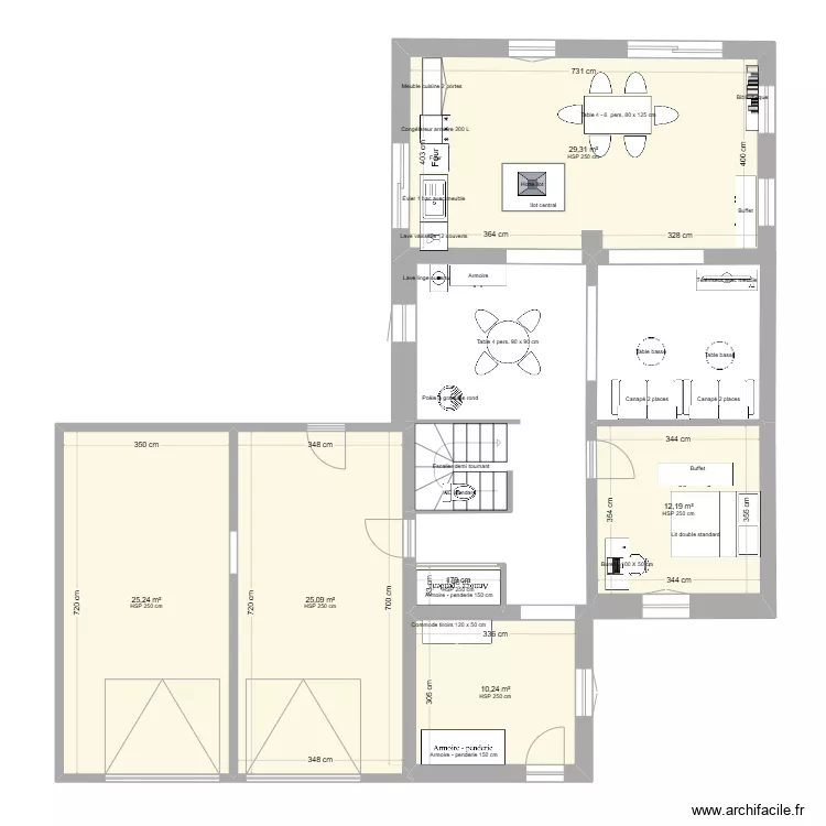 projet extension 40m en deux zones. Plan de 
