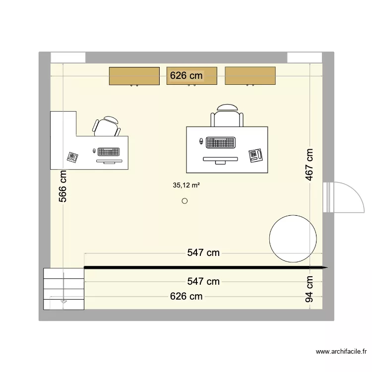Bureau CdS - Mezza. Plan de 1 pièce et 35 m² Bureau CdS - Mezza. Plan de 1 pièce et 35 m²
