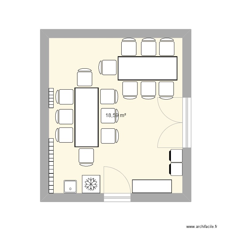 SALLE RESTAURATION. Plan de 1 pièce et 19 m2