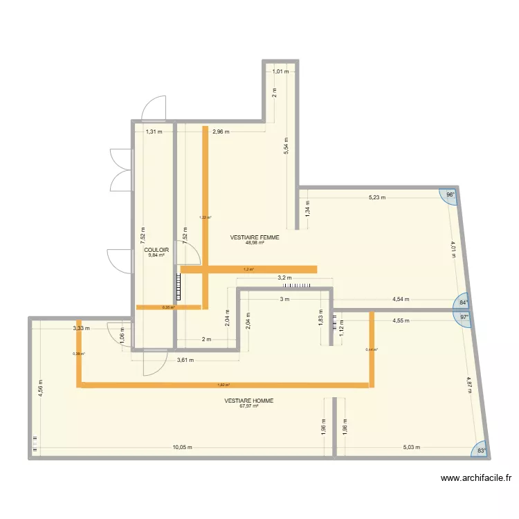 UNICAEN BAT H HALL DES SPORTS VESTIAIRES. Plan de 