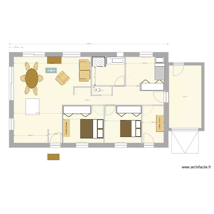 maison  Michelle. Plan de 3 pièces et 116 m²