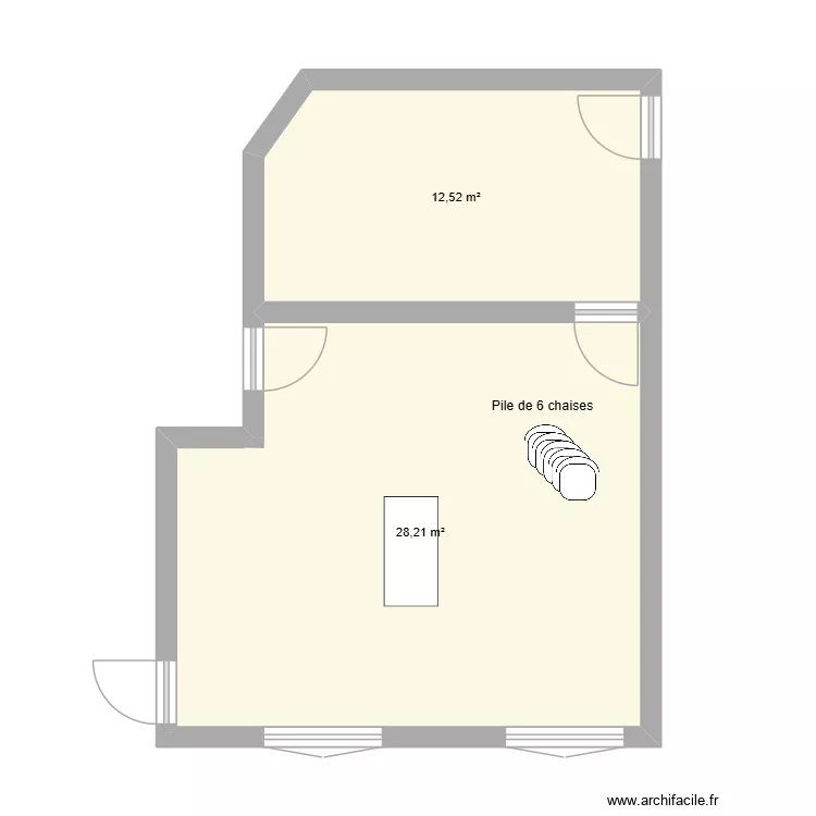 Salle Pellegrin Rioz. Plan de 2  et 41 m²