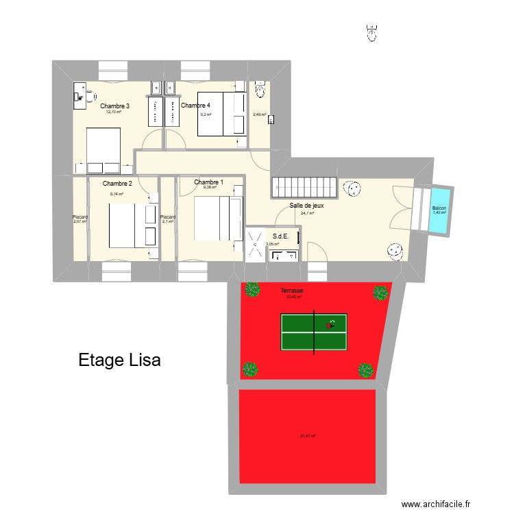 St JULIEN Etage 1 Lisa. Plan de 12 pièces et 122 m2