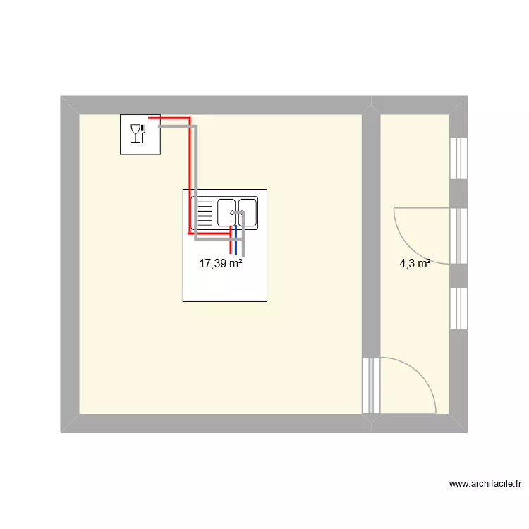 p3 sanitaire. Plan de 2  et 22 m²