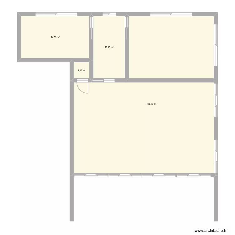 Extension. Plan de 4  et 119 m²
