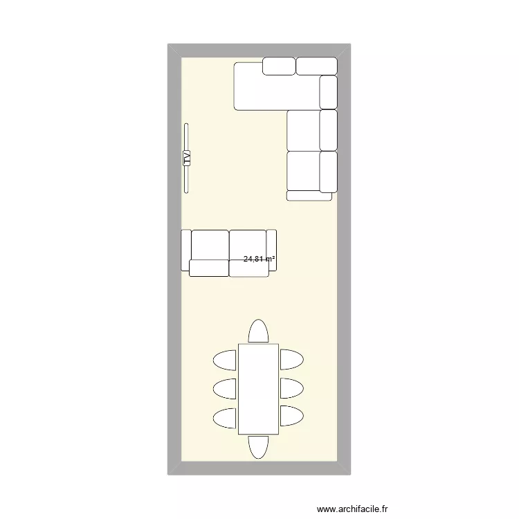 Salon version 2. Plan de 1 pièce et 25 m² Salon version 2. Plan de 1 pièce et 25 m²