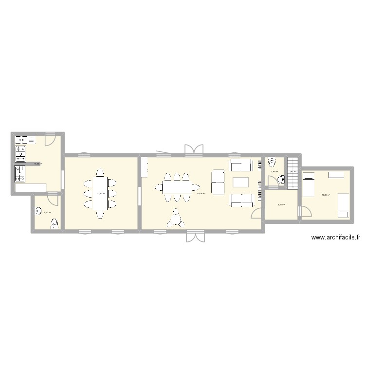 murder. Plan de 8 pièces et 133 m2