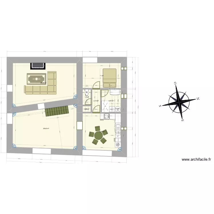 Meyrand RDC. Plan de 8 Pièces et 93 m²