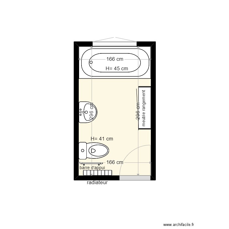DE JESUS avant travaux. Plan de 1 pièce et 5 m2