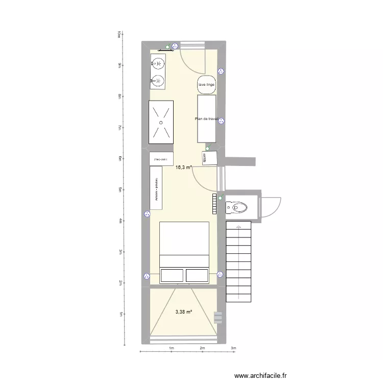 Garage. Plan de 2  et 20 m²