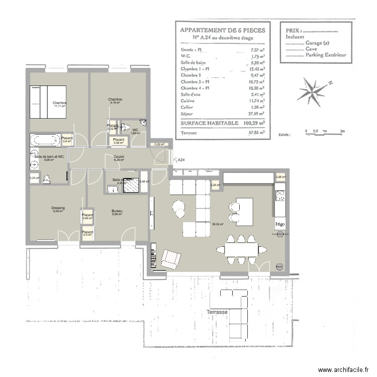 Appartement Thoiry. Plan de 20 pièces et 96 m2