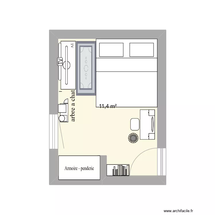 chambre. Plan de 1  et 11 m²