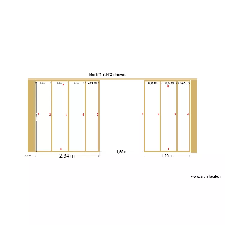 Mur intérieur N°1 RDC. Plan de Mur intérieur N°1 RDC. Plan de