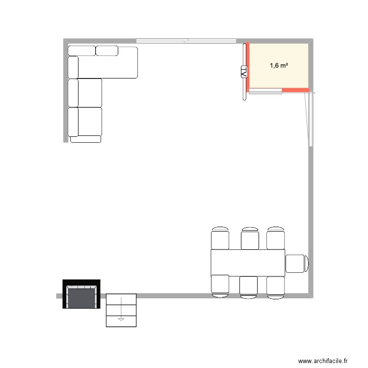 Rqb Sl 1. Plan de 1 pièce et 2 m2