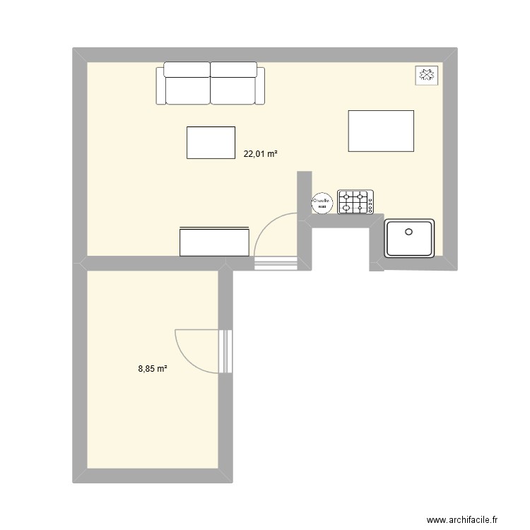 Plan Appart. Plan de 2 pièces et 31 m2