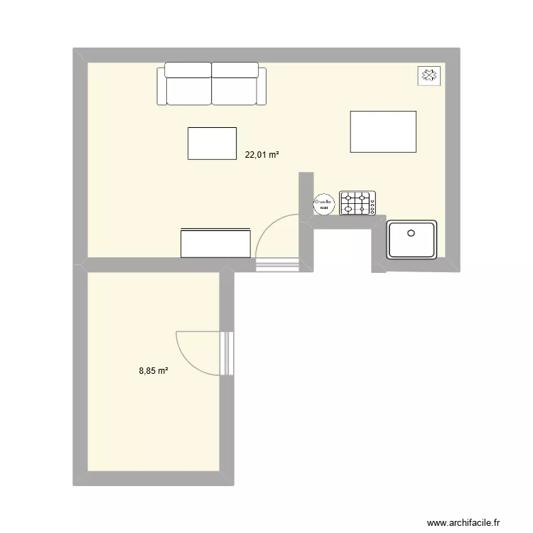 Plan Appart. Plan de 2 pièces et 31 m²