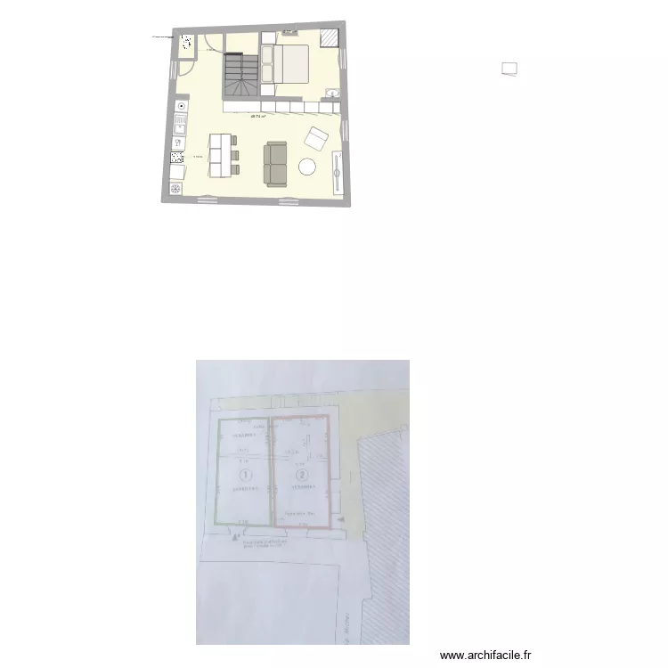 modele final option 1. Plan de 2 Pièces et 49 m²