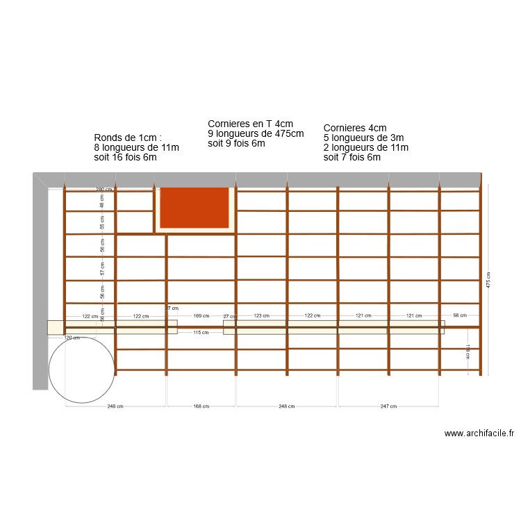 Pergola. Plan de 1 pièce et 2 m2