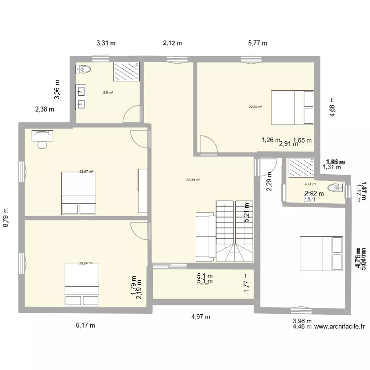 dri 76 etage. Plan de 7  et 123 m²